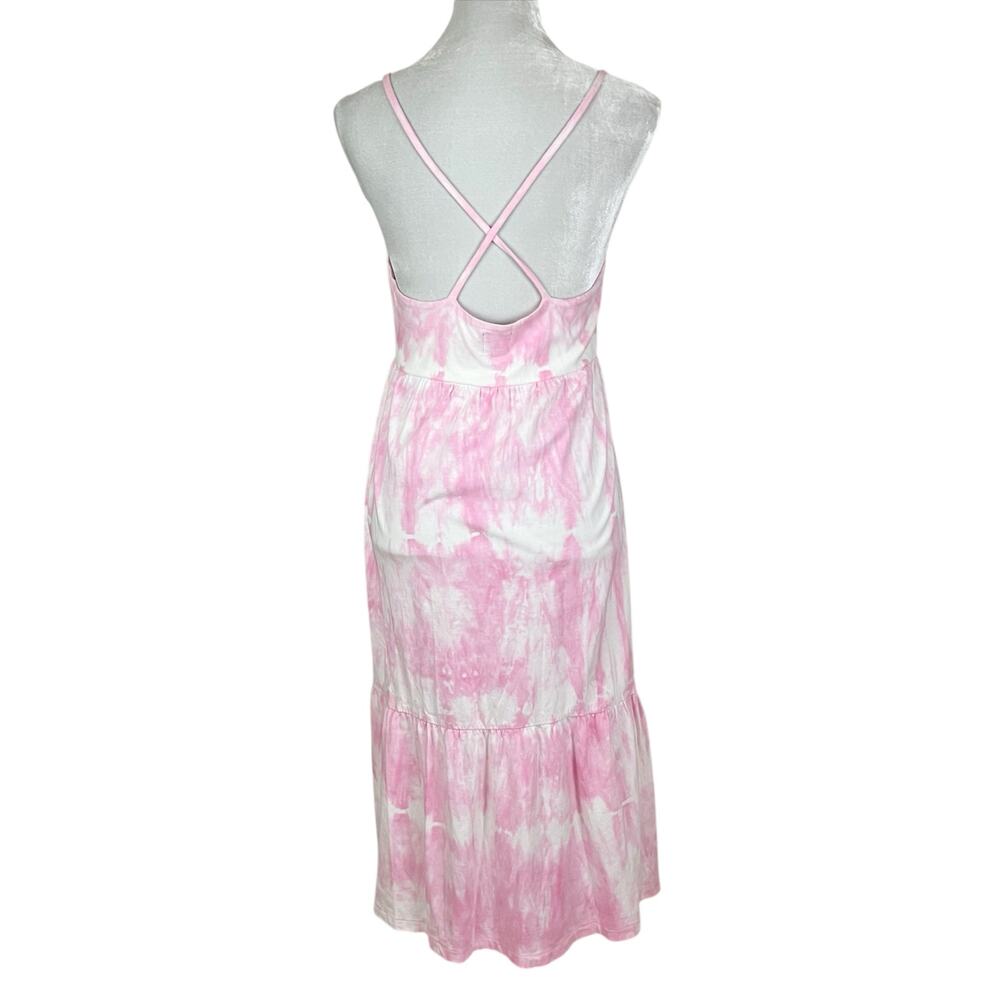 😎 Gap Pink and White Tie Dye Print Tiered Ruffle Sleeveless Sundress Size Small - Picture 3 of 7